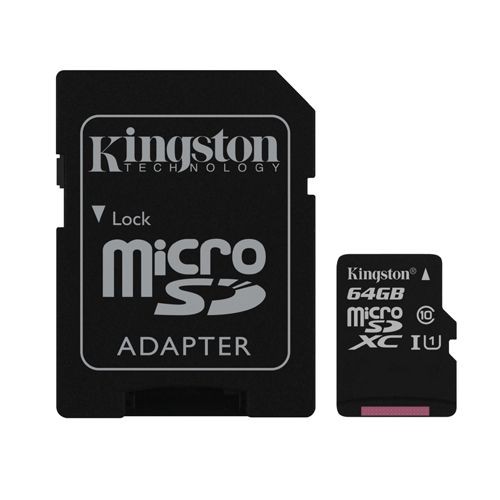 Флешка microSDHC 64Gb Kingston <SDCS  /  64GB> Class10 + адаптер