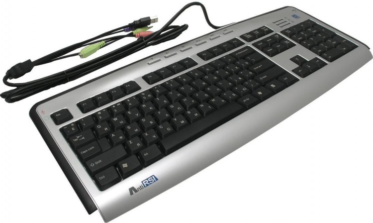 Клавиатура PS  /  2 A4-Tech KLS-23MU 104КЛ+6КЛ М  /  Мед+USB порт