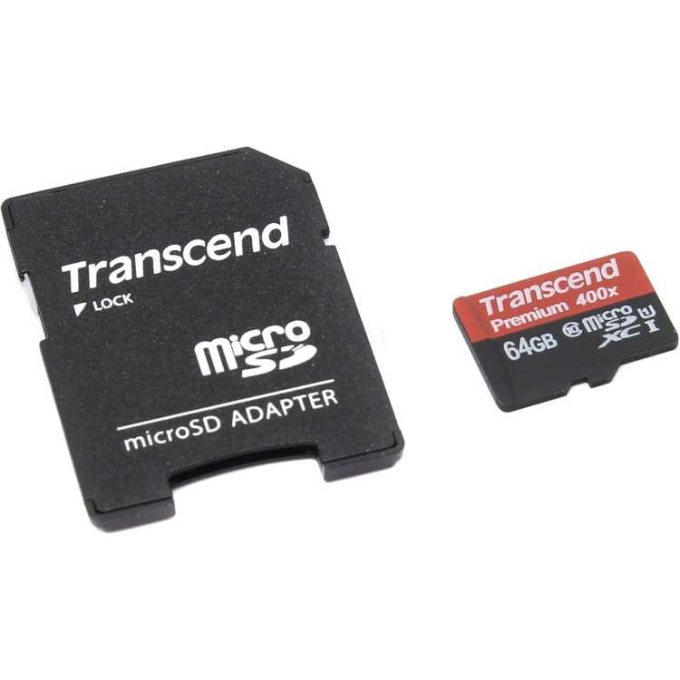 Флешка microSDHC 64Gb Transcend <TS64GUSDU1> Class10 с адаптером