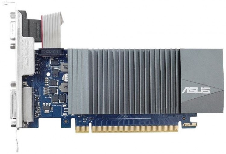 Видеокарта NVIDIA GeForce GT 710 1Gb Asus <GT710-SL-1GD5> GDDR3 64B D-Sub+DVI+HDMI (RTL)