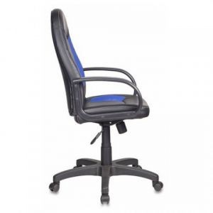 Кресло Бюрократ CH-826  /  B+BL (сиденье черное, вставки синие, иск.кожа)