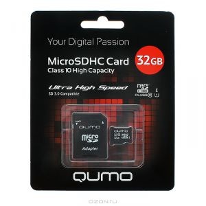 Флешка microSDHC 32Gb Qumo <QM32GMICSDHC10U1> Class10 UHS-I с адаптером
