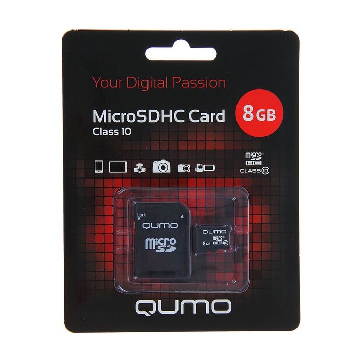 Флешка microSDHC 8Gb Qumo Сlass10