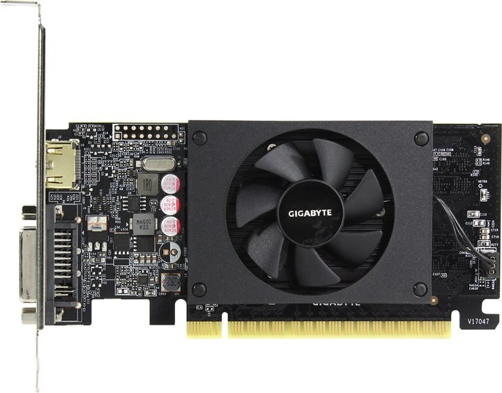 Видеокарта NVIDIA GeForce GT 710 2Gb Gigabyte <GV-N710D5-2GL> GDDR5 64B DVI+HDMI (RTL)