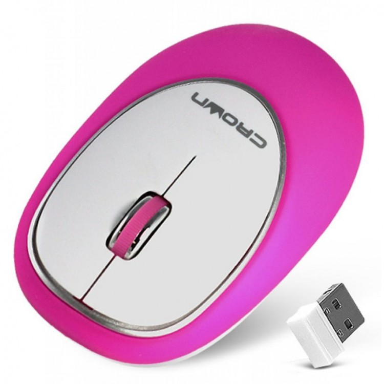 Мышь беспроводная USB CROWN CMM-931W Pink 3btn+Roll  /  1200dpi