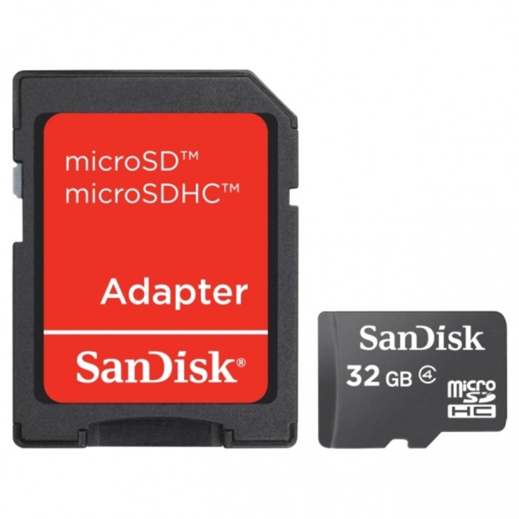 Флешка microSDHC 32Gb SanDisk Mobile  Class4 с адаптером