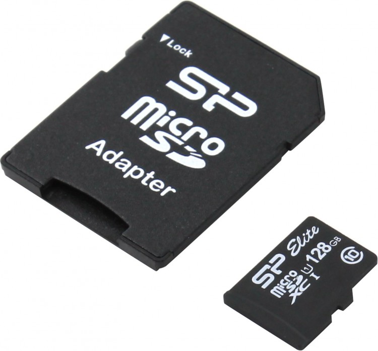 Флешка microSDHC 128Gb Silicon Power <SP128GBSTXBU1V10> Class10 с адаптером