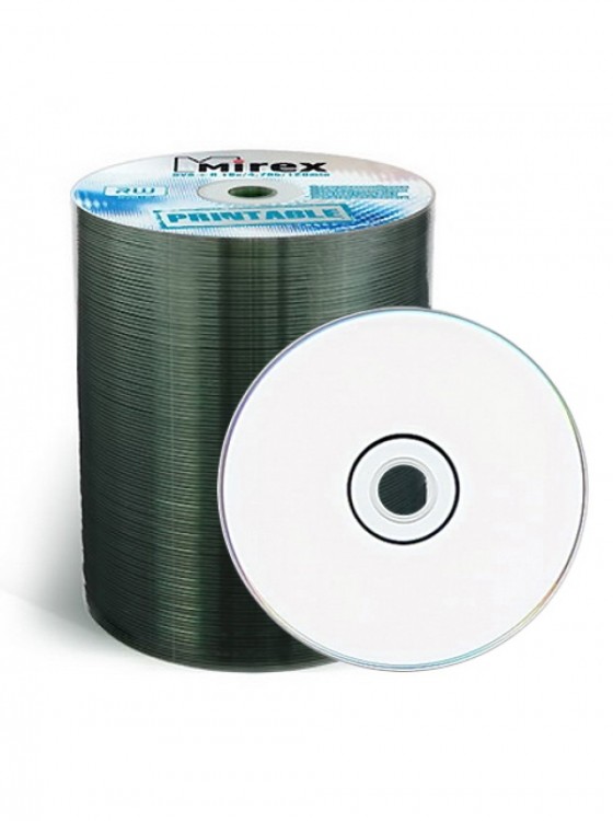 Диск DVD-R Mirex 4.7 Gb, 16x, Shrink (100), Ink Printable 100шт