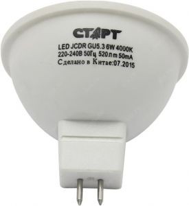 Светодиодная лампа СТАРТ <LEDJCDR_GU5.3_6W40> (GU5.3, 450 люмен, 4000К, 6Вт, 220В)