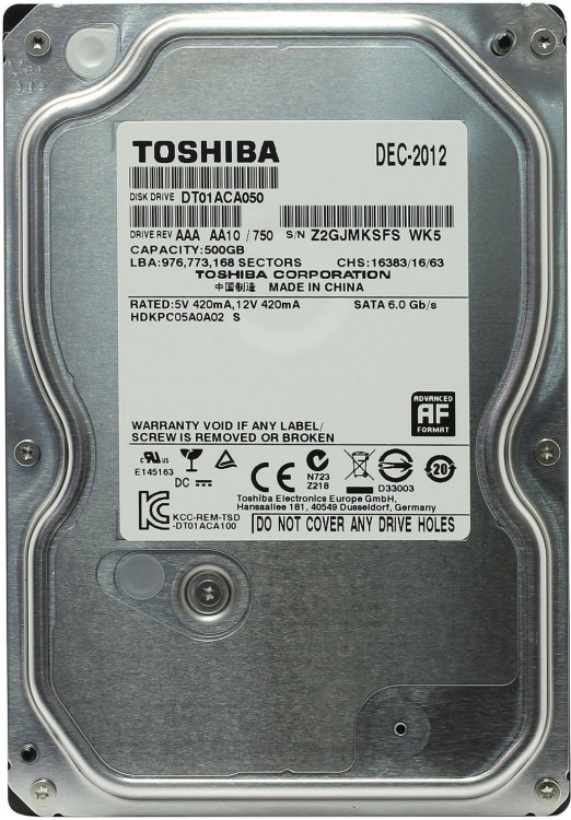 HDD 3.5" 500 Gb Toshiba <DT01ACA050> 7200rpm 32Mb SATA-III