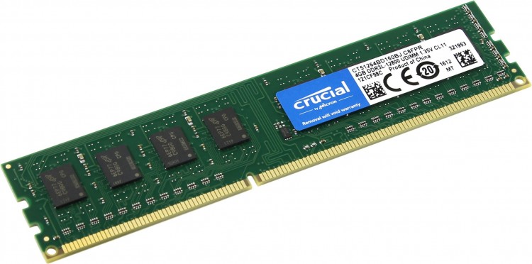 Память DDR3L 4Gb <PC3-12800> Crucial <CT51264BD160BJ>