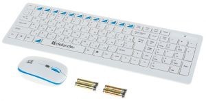 Комплект беспроводной Defender Skyline 895 White (Кл-ра,USB,FM+Мышь,4кн,USB,Roll)
