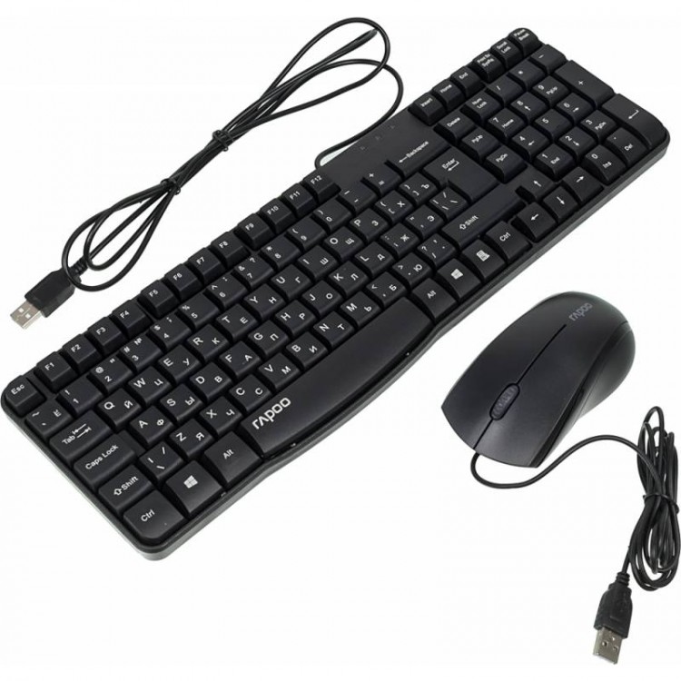 Комплект USB Rapoo 1850 Black (104КЛ+Мышь)