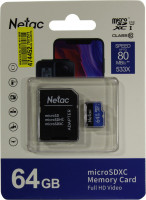 Карта памяти microSDXC 64Gb Netac NT02P500STN-064G-R