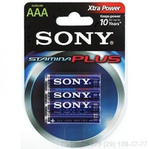 Элемент питания SONY Absolute Power Stamina Platinum AM4-4 (LR03) Size"AAA", 1.5V, щелочной 4шт.