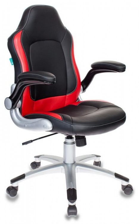 Кресло игровое Бюрократ VIKING-1, BL+RED черный, красный искусственная кожа