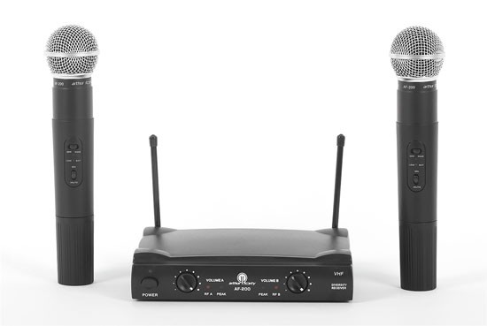 Микрофоны Arthur Forty PSC VHF AF-200 (60Гц-15кГц  /  50м  /  Б\П  /  jack6.3)2мик+база