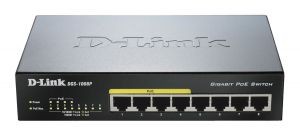 Концентратор D-Link DGS-1008P  /  C1B 8UTP-10  /  100  /  1000Mbps, PoE