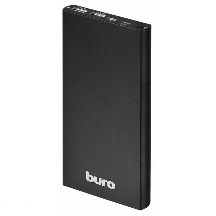 Внешний аккумулятор 12000 mAh Buro <RA-12000-AL-BK> (1A+2.1А, 2xUSB)