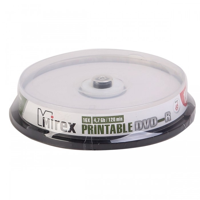 Диск DVD-R Mirex 4.7 Gb, 16x, Ink Printable 10шт