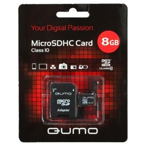 Флешка microSDHC 8Gb Qumo <QM8GMICSDHC10NA> Сlass10