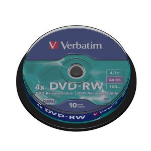 Диск DVD-RW Verbatim 4.7Gb 4x Slim Case (1шт)