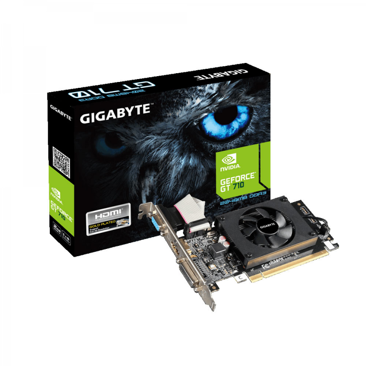 Видеокарта NVIDIA GeForce GT 710 1Gb Gigabyte GDDR3 64B DVI+HDMI (BOX)