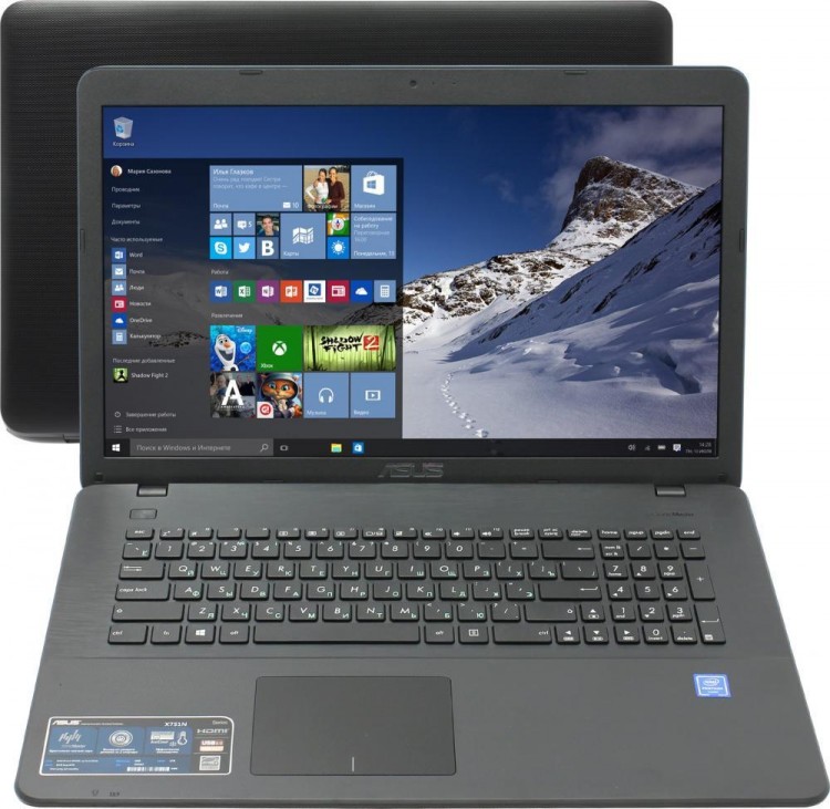 Ноутбук 17,3" Asus X751NA intel N4200  /  4Gb  /  500Gb  /  NV 920M  /  DVD-RW  /  WiFi  /  Win.10