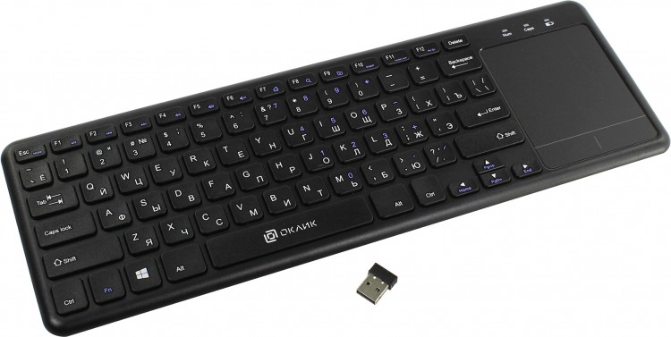 Клавиатура беспроводная OKLICK 830ST Black (78КЛ+TouchPad)