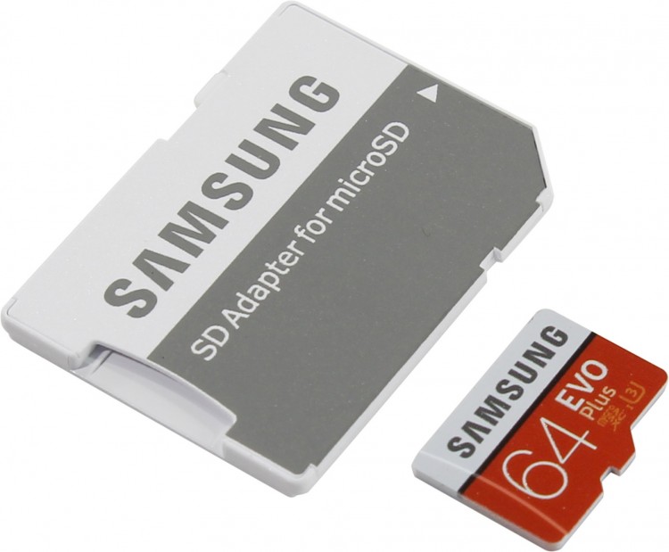 Флешка microSDHC 64Gb Samsung EVO Plus <MB-MC64GA  /  RU> Class10 с адаптером
