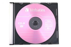 Диск CD-RW Verbatim 700Mb 12x Slim Case (1шт)