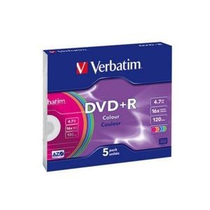 Диск DVD-R Verbatim 4.7Gb 16x Colour Slim Case (1шт)