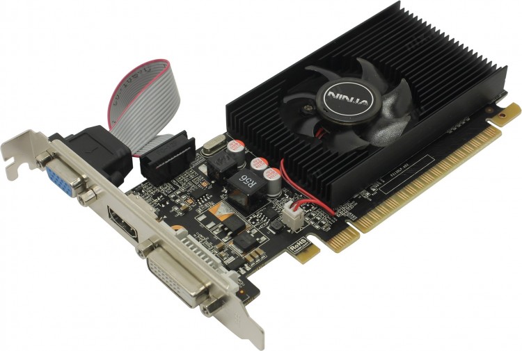 Видеокарта NVIDIA GeForce GT 710 1Gb Ninja <NK71NP013F> GDDR3 64B DVI+HDMI (BOX)