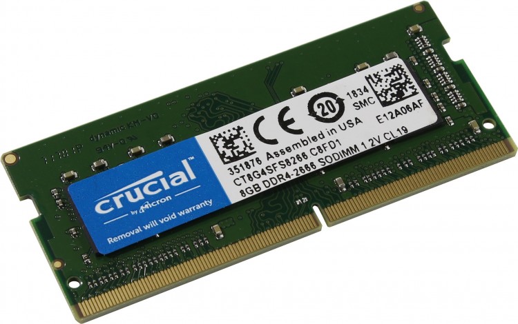 Память DDR4 SO-DIMM 8Gb PC4-21300 Crucial CT8G4SFS8266 CL19