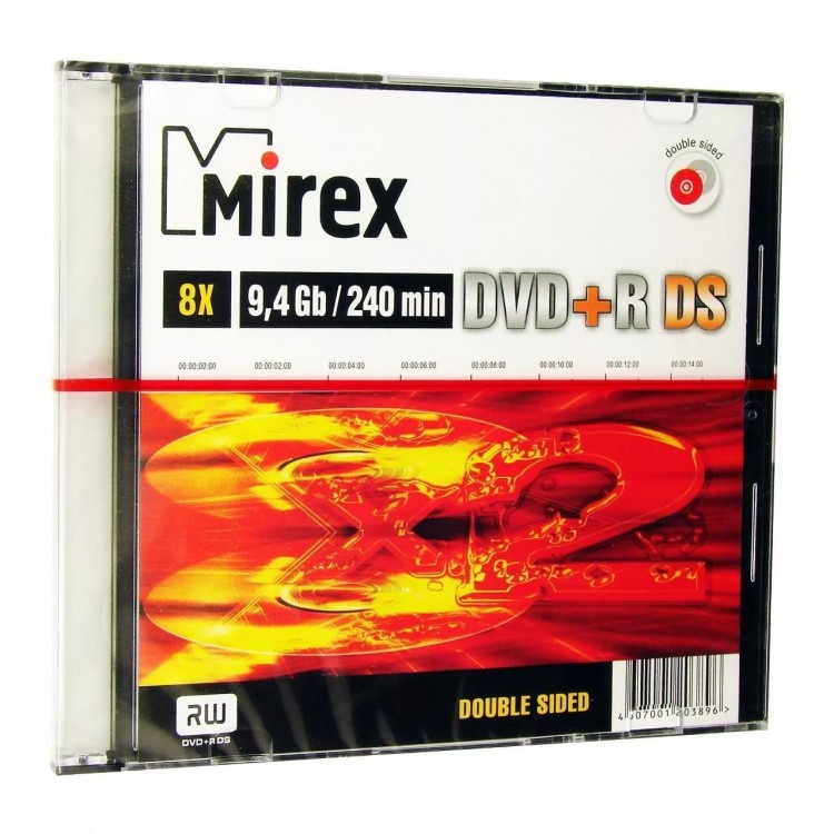 Диск DVD+R Mirex 9.4 Gb, 8x, Slim Case Double Side (1шт)
