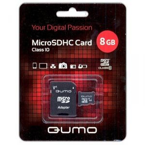 Флешка microSDHC 8Gb Qumo Сlass10 с адаптером