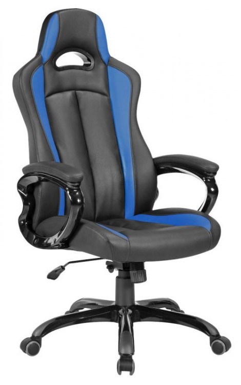 Кресло игровое Бюрократ CH-827  /  BL+BLUE  /  F1 (черно-синее)