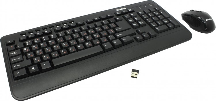 Комплект беспроводной SVEN Comfort 3500 Black (Кл-ра,USB,FM+Мышь,6кн,Optical,Roll)
