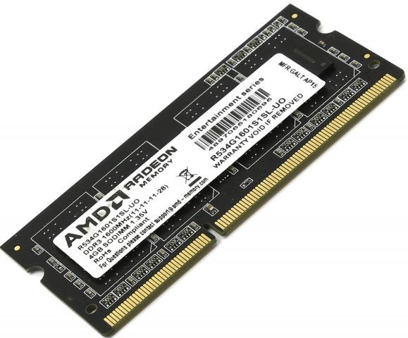 Память DDR3L SO-DIMM 4Gb <PC3-12800> AMD <R534G1601S1SL-UO> CL11