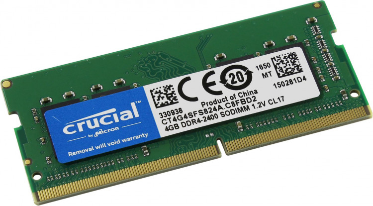 Память DDR4 SO-DIMM 4Gb PC4-19200 Crucial CT4G4SFS824A CL17