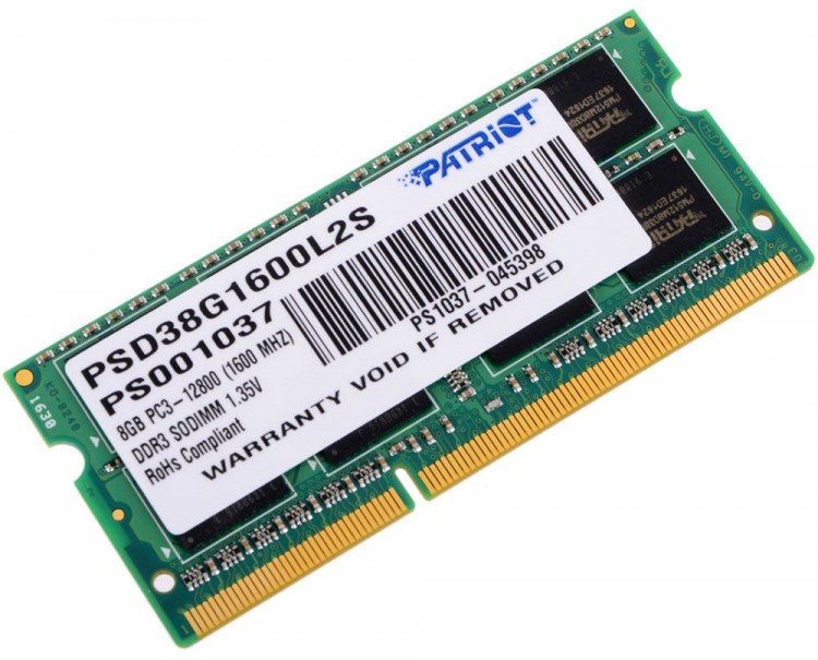 Память DDR3 SO-DIMM 8Gb <PC3-12800> Patriot <PSD38G1600L2S> CL11