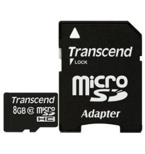 Флешка microSDHC 8Gb Transcend Class10 с адаптером
