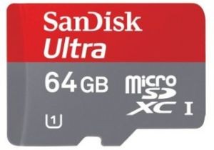 Флешка microSDHC 64Gb SanDisk Ultra Class10 с адаптером