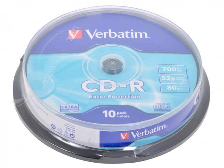 Диск CD-R Verbatim 700Mb 52x Cake Box (10шт)