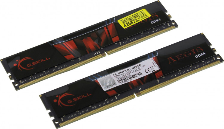 Память DDR4 16Gb <PC-24000> G.Skill Aegis <F4-3000C16D-16GISB> CL16 (Kit 2x8Gb)