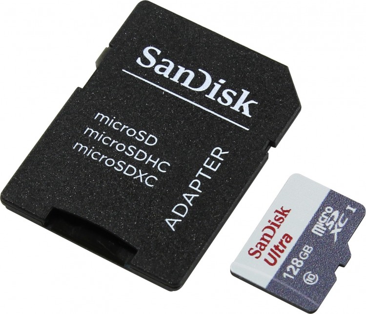 Флешка microSDHC 128Gb Sandisk Class10 + адаптер