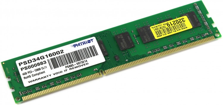 Память DDR3 4Gb <PC3-12800> Patriot <PSD34G16002>