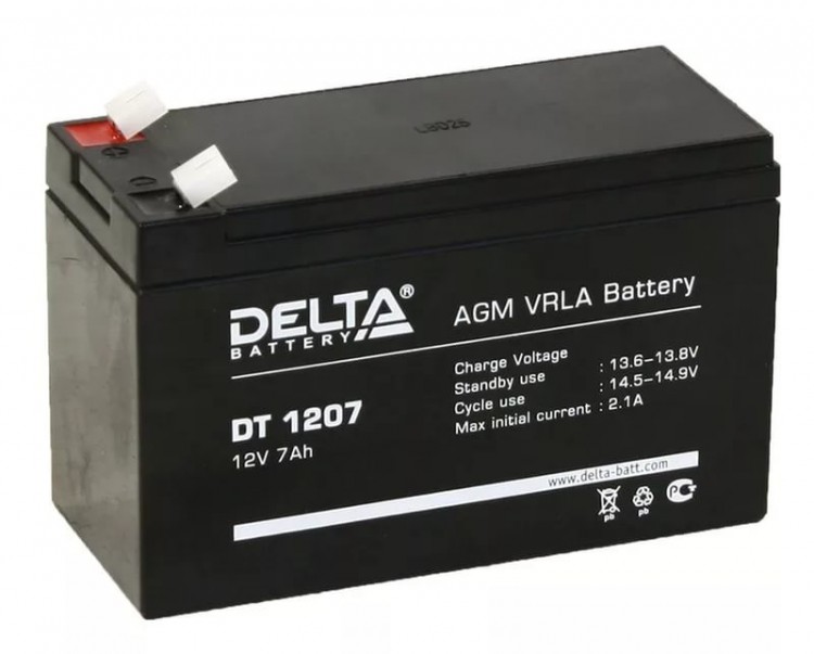 Аккумулятор ИБП АКБ-7 Delta DT 1207, 12В  /  7Ач