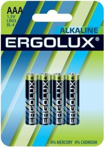 Элемент питания AAA уп.4шт. Ergolux <LR03 BP-4> (alkaline, 1.5V)