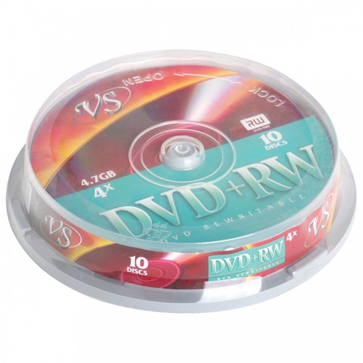 Диск DVD+RW VS 4.7Gb 4x Cake Box (10шт)